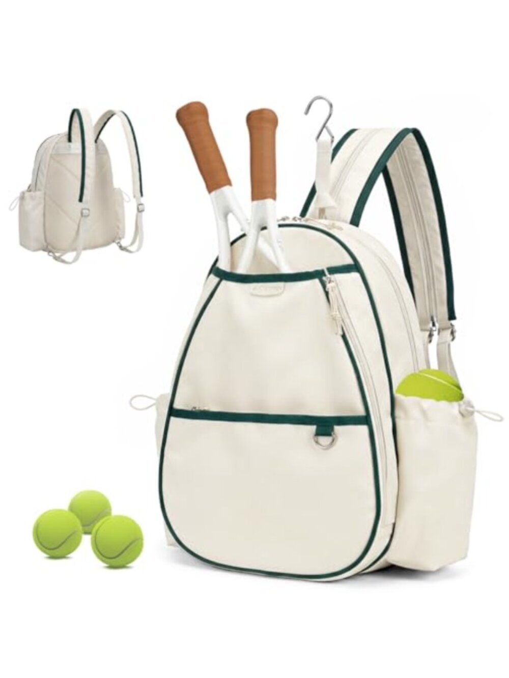 Tennis Sling Crossbody Backpack Nylon Fence Hook 2 Racket Bag